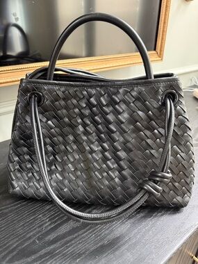 Walter Baker Hazel Woven Black Leather Bag